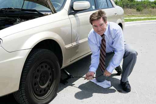 changing a flat tire